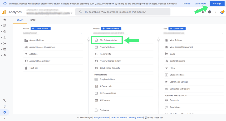 ga4-step1 screenshot of GA4 Setup assistant