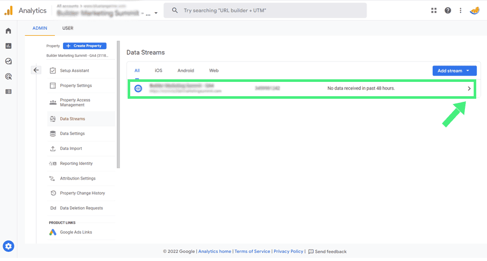 ga4-step2.3 GA4 Data Streams screen