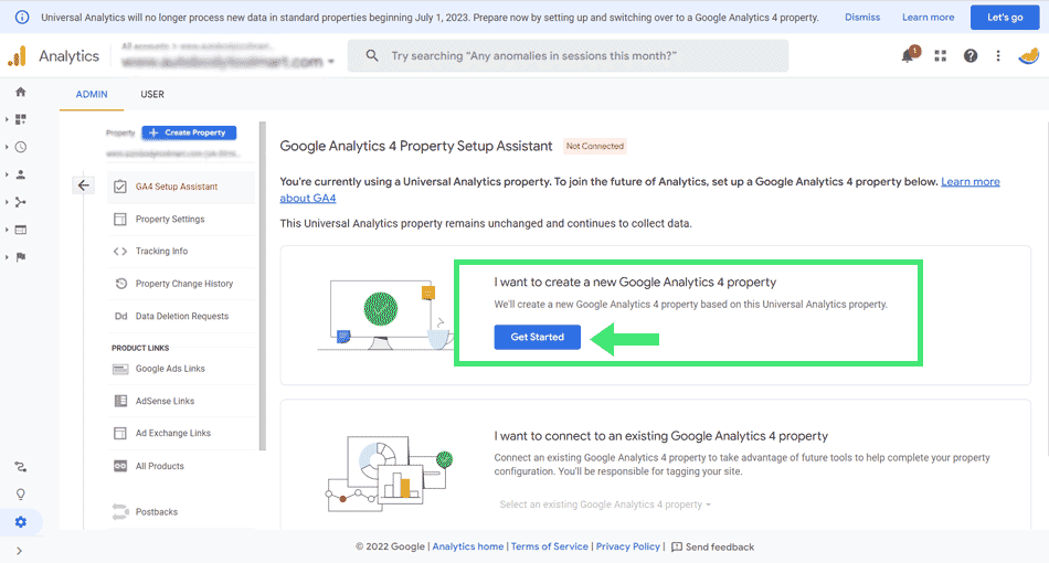 ga4-step2 screenshot of GA4 Property Setup Assistant
