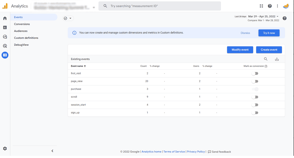 ga4-step4-events GA4 events and conversions dashboard