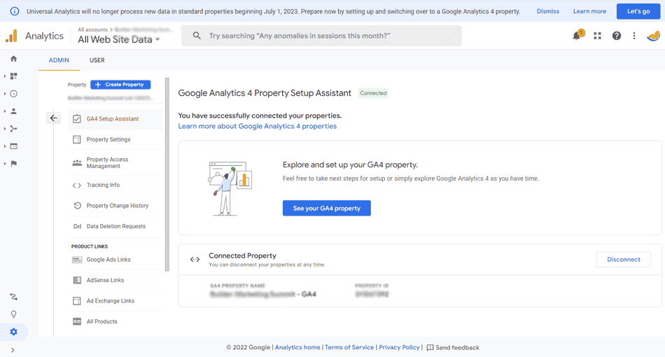 ga4-step4 GA4 Successful Property Setup Screenshot