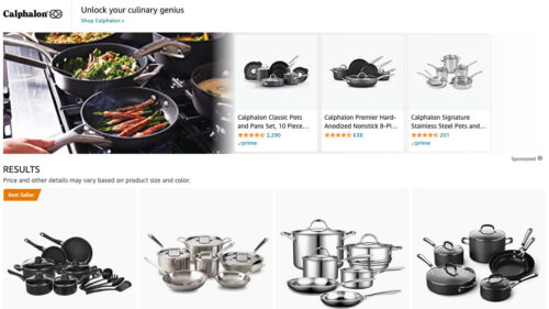 Amazon Sponsored Brands amazon search result displaying example of sponsored brand