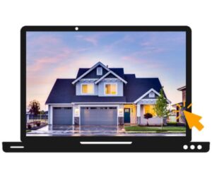Online-Buying-Privacy-Blog laptop computer screen with a yellow arrow clicking