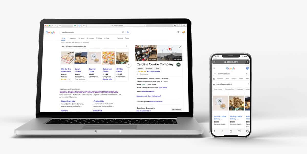 paid-search-Front-View-Laptop-and-Smartphone-Mockup-sm Example of Google Shopping Ads on a Laptop and Phone