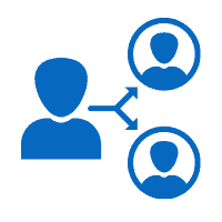 blue conversation icon of people having a conversation