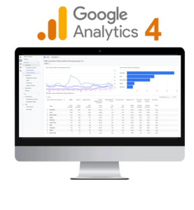 GA 4 reports Desktop Computer with GA4 reports